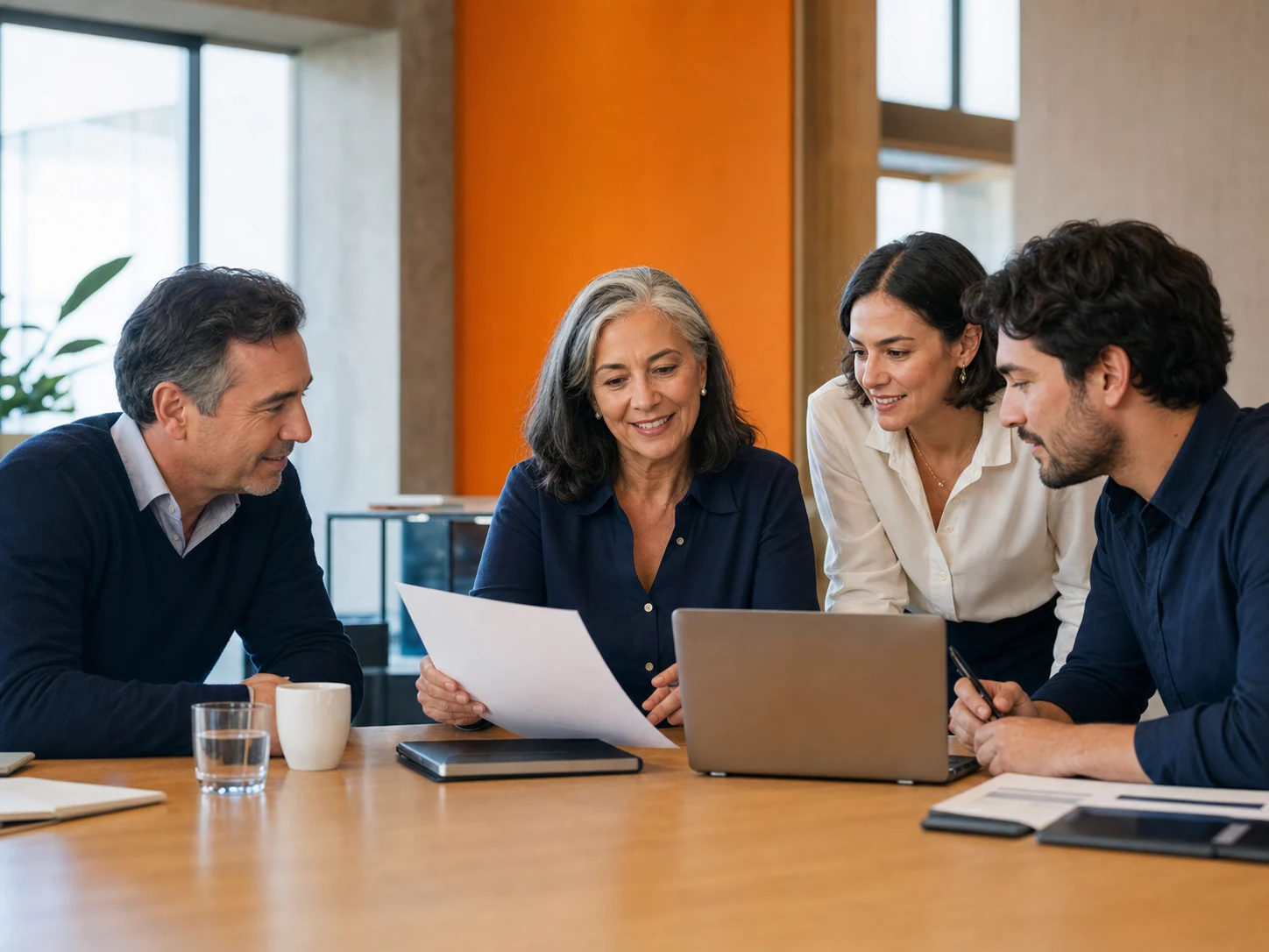 Equipo intergeneracional colaborando en nuevas oportunidades profesionales